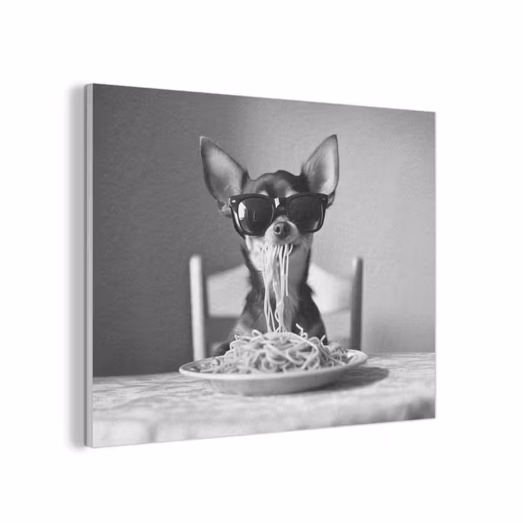 Chihuahua - Hond - Zonnebril - Humoristisch - Zwart - Wit - Spaghetti PET vilt klein -3d
