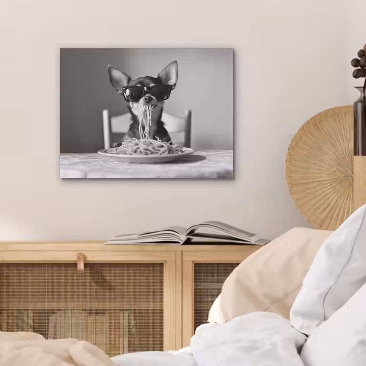 Chihuahua - Hond - Zonnebril - Humoristisch - Zwart - Wit - Spaghetti PET vilt klein -sfeer3