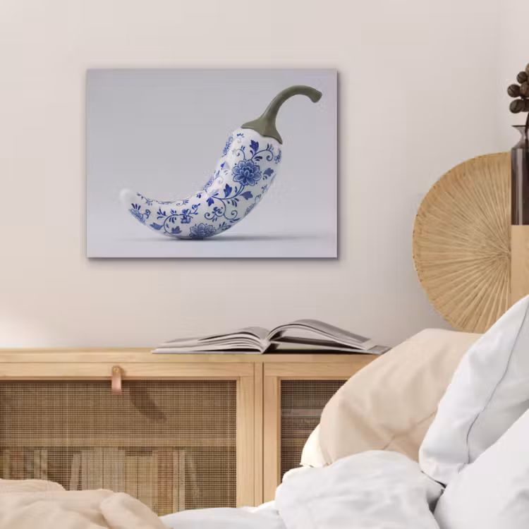 Chilipeper - Keramiek - Blauw PET vilt klein -sfeer3