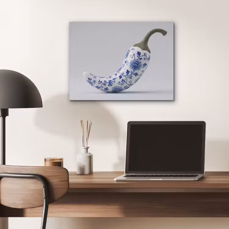 Chilipeper - Keramiek - Blauw PET vilt klein -sfeer5