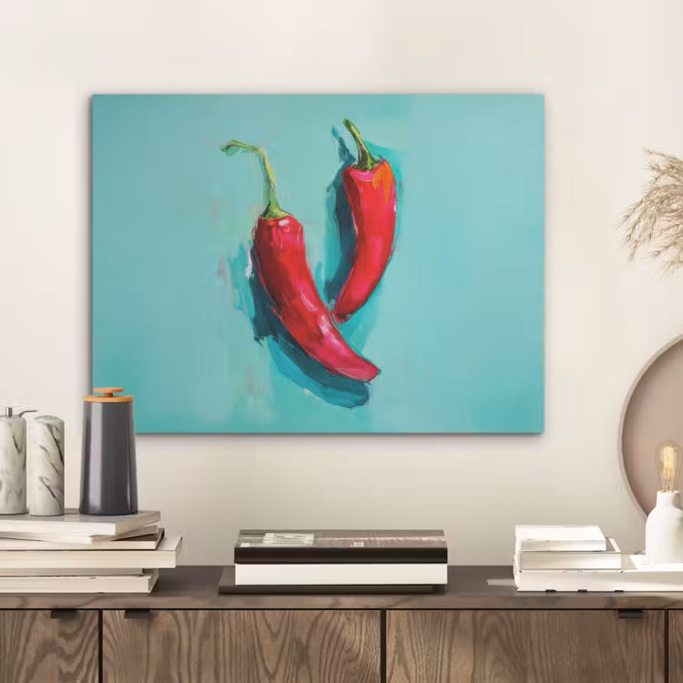 Chilipepers - Geverfd - Rood PET vilt klein -sfeer1