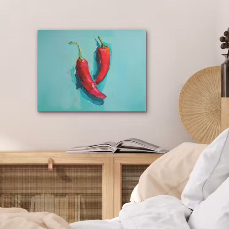 Chilipepers - Geverfd - Rood PET vilt klein -sfeer3