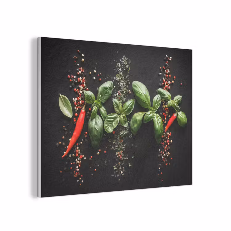 Chilipepers - Basilicum - Blaadjes - Rood PET vilt klein -3d