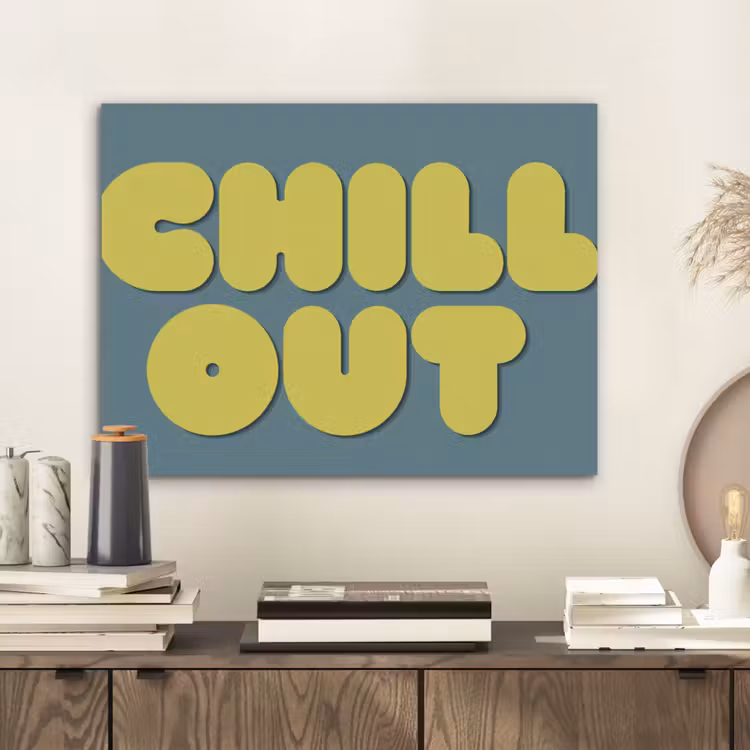 Chill out - Geel - Blauw PET vilt klein -sfeer1
