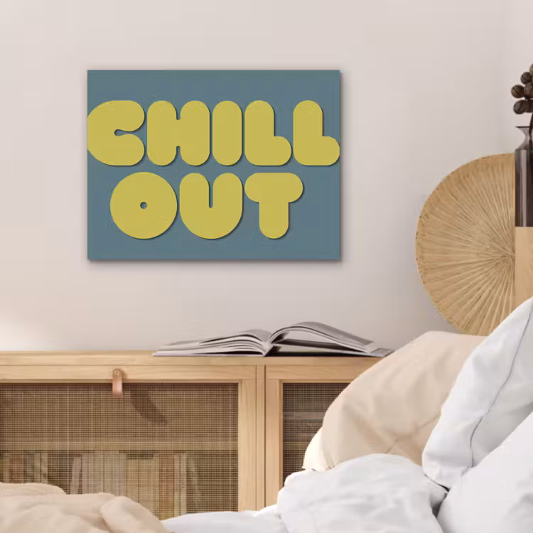 Chill out - Geel - Blauw PET vilt klein -sfeer3
