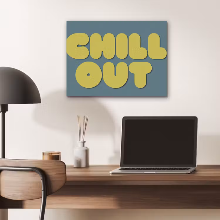 Chill out - Geel - Blauw PET vilt klein -sfeer5