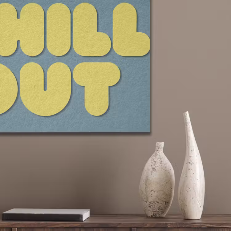 Chill out - Geel - Blauw PET vilt klein -sfeer6_closeup