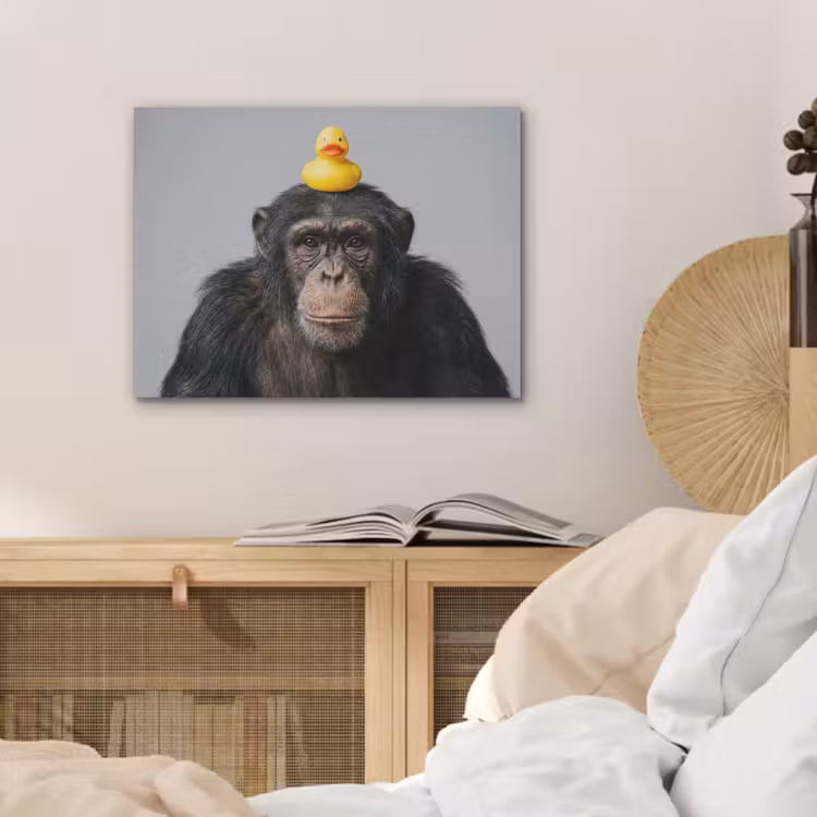 Chimpansee - Badeend - Grijs PET vilt klein -sfeer3