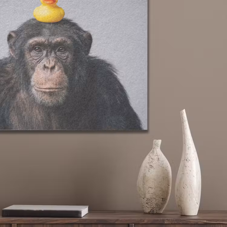 Chimpansee - Badeend - Grijs PET vilt klein -sfeer6_closeup