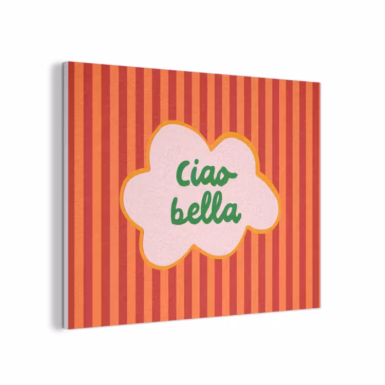 Ciao bella - Tekstwolk - Strepen - Oranje PET vilt klein -3d