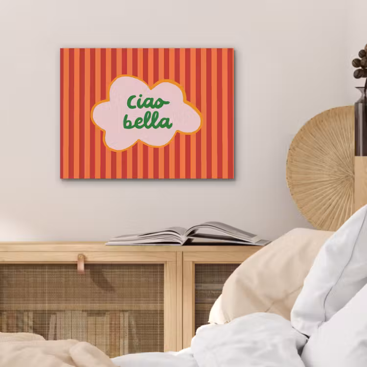 Ciao bella - Tekstwolk - Strepen - Oranje PET vilt klein -sfeer3