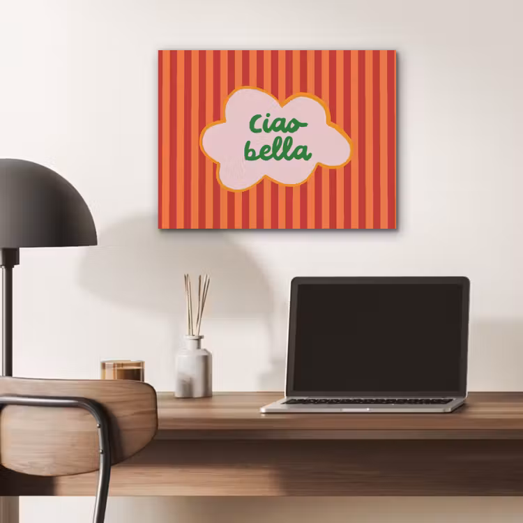 Ciao bella - Tekstwolk - Strepen - Oranje PET vilt klein -sfeer5