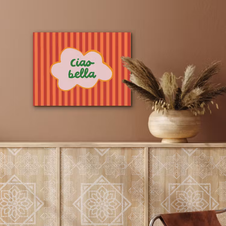 Ciao bella - Tekstwolk - Strepen - Oranje PET vilt klein -sfeer4