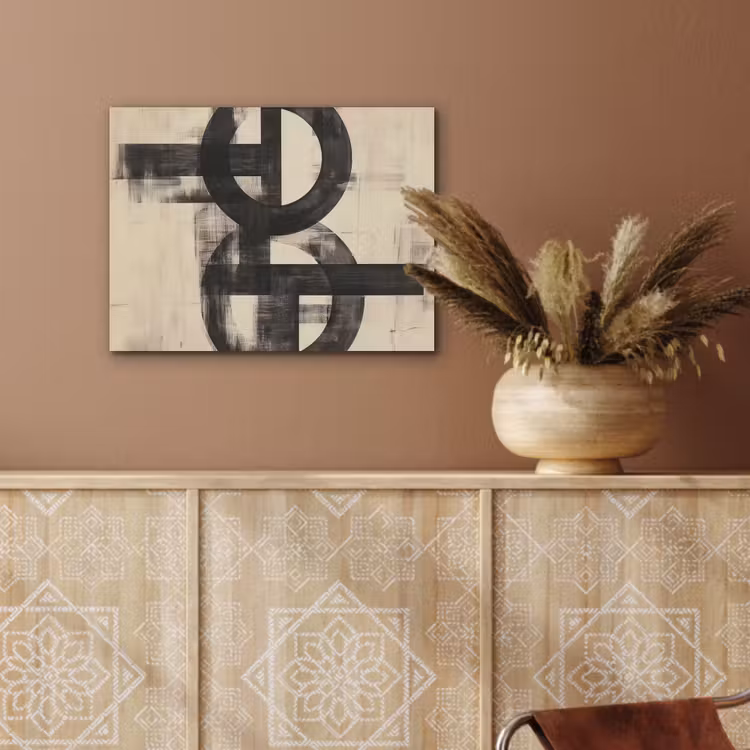 Cirkels - Balken - Zwart - Abstract PET vilt klein -sfeer4