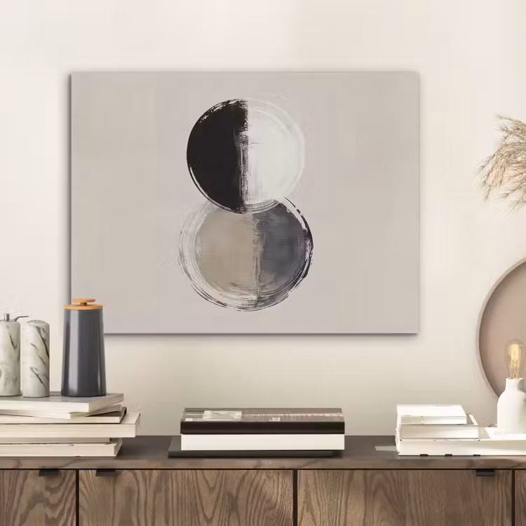 Cirkels - Strepen - Minimalistisch - Zwart PET vilt klein -sfeer1