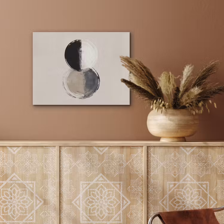 Cirkels - Strepen - Minimalistisch - Zwart PET vilt klein -sfeer4