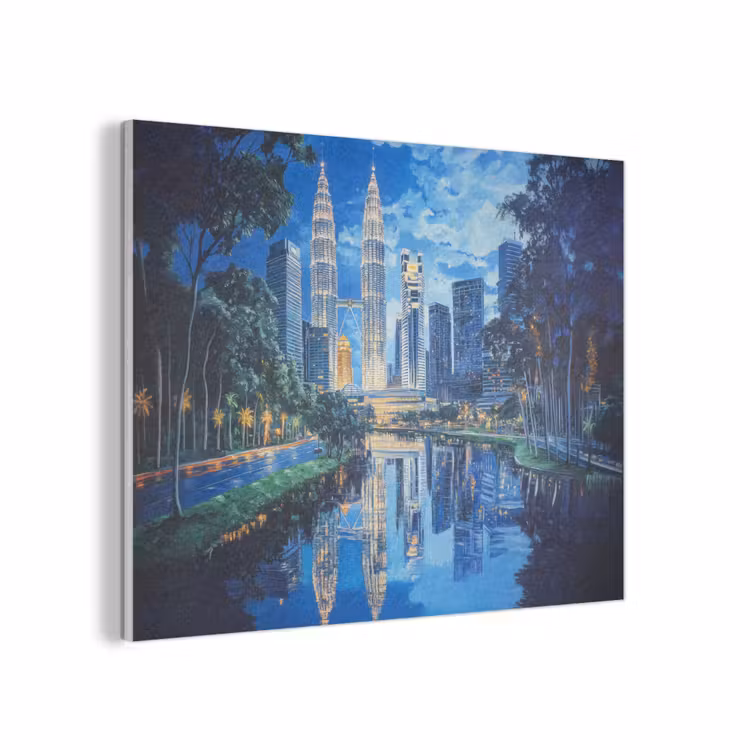 Stad Kuala Lumpur - Skyline - Wolkenkrabbers - Water PET vilt klein -3d
