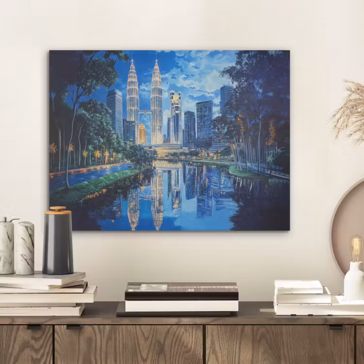 Stad Kuala Lumpur - Skyline - Wolkenkrabbers - Water PET vilt klein -sfeer1