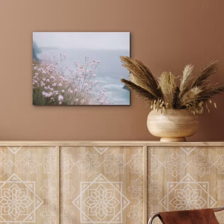 Klif - Bloemen - Zee - Roze PET vilt klein -sfeer4