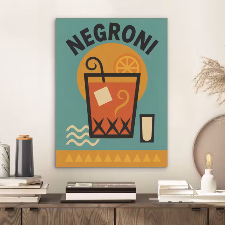 Cocktail - Negroni - Art - Sinaasappel PET vilt klein -sfeer1