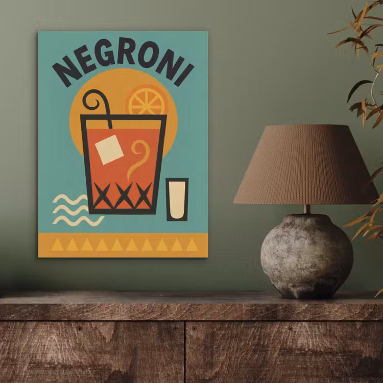 Cocktail - Negroni - Art - Sinaasappel PET vilt klein -sfeer2