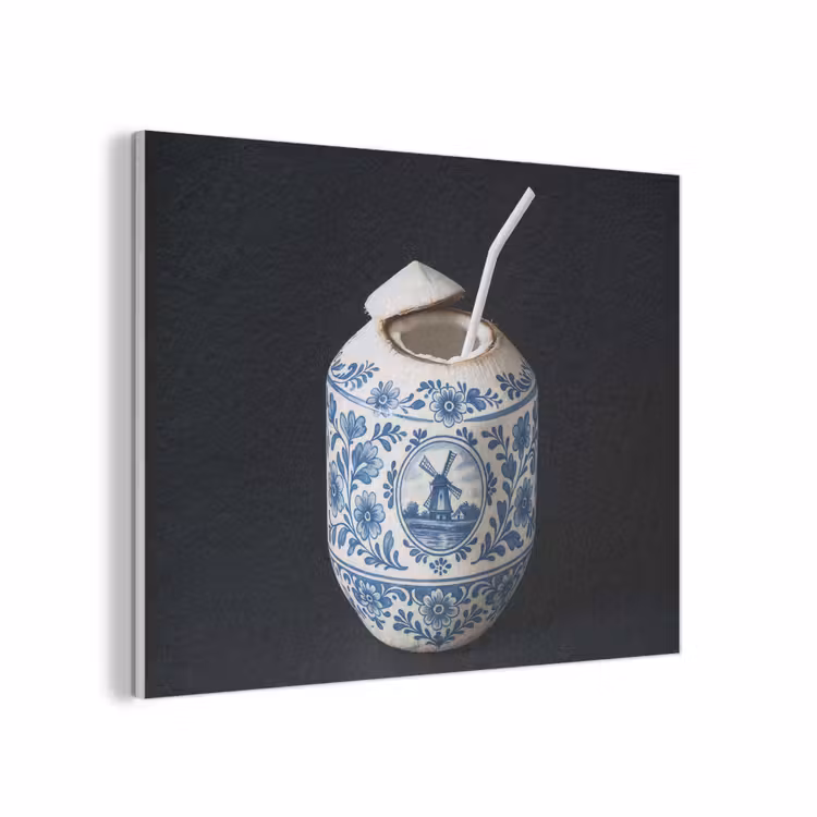 Kokosnoot - Eten - Delfts blauw - Drinken PET vilt klein -3d