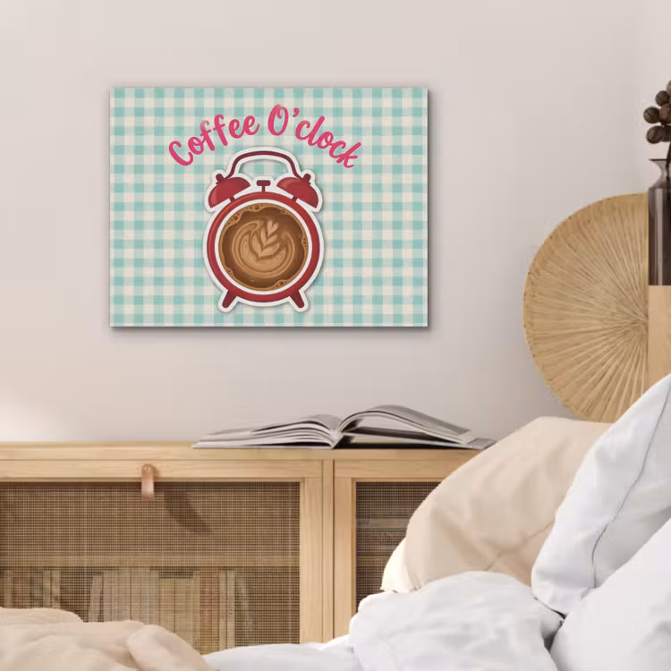 Koffie - Klok - Groen PET vilt klein -sfeer3