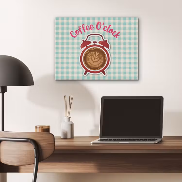 Koffie - Klok - Groen PET vilt klein -sfeer5