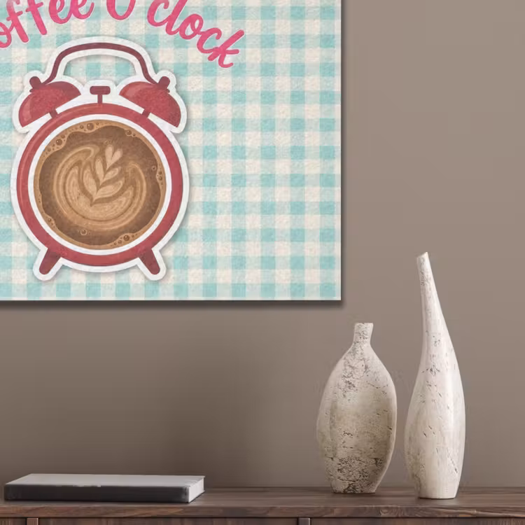 Koffie - Klok - Groen PET vilt klein -sfeer6_closeup