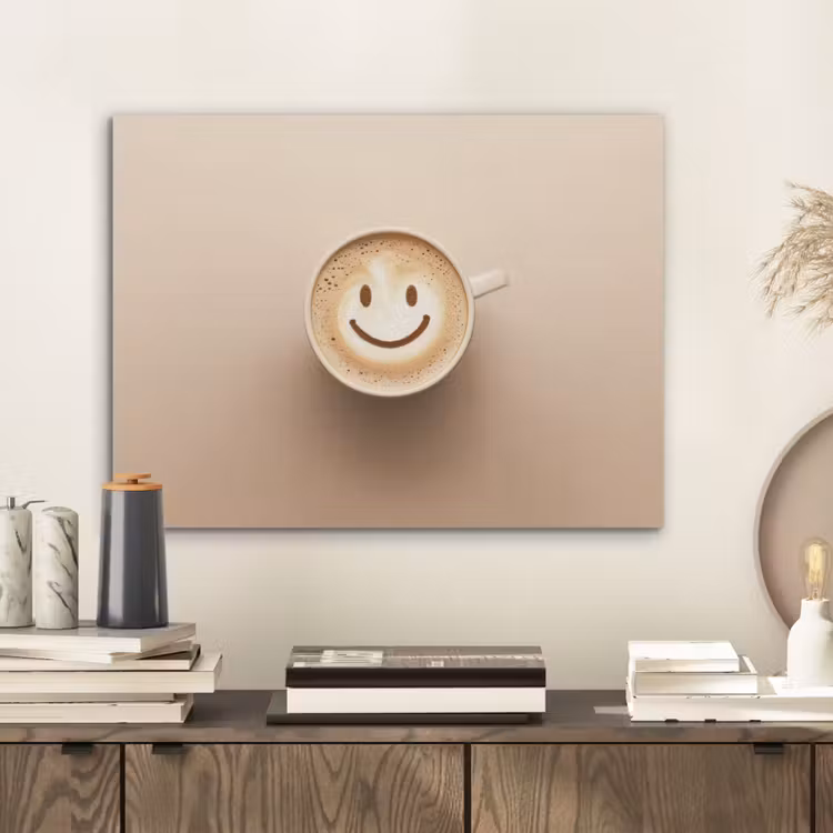 Koffie - Melkschuim - Lach - Beige PET vilt klein -sfeer1