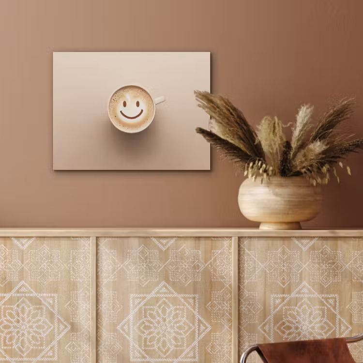 Koffie - Melkschuim - Lach - Beige PET vilt klein -sfeer4