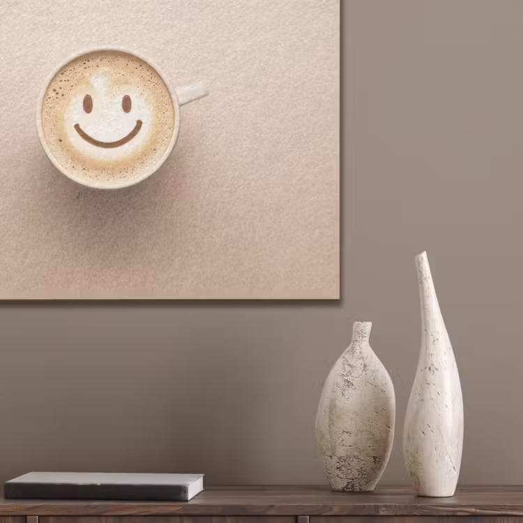 Koffie - Melkschuim - Lach - Beige PET vilt klein -sfeer6_closeup