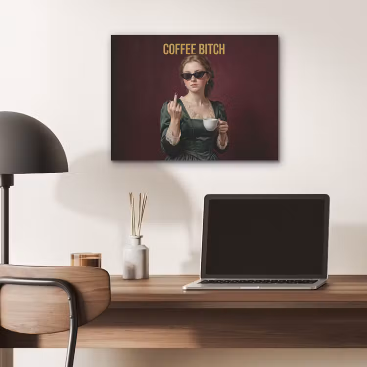 Koffie - Vrouw - Middelvinger PET vilt klein -sfeer5