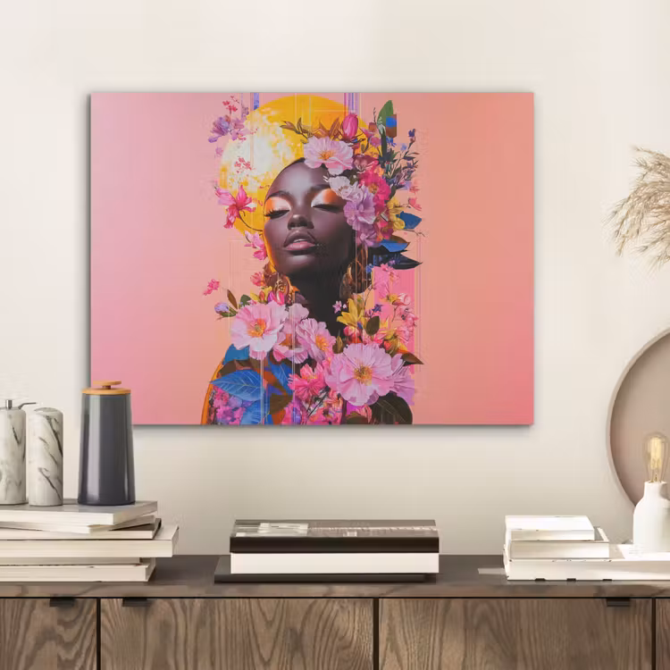 Kleurrijk - Bloemen - Vrouw - Zon PET vilt klein -sfeer1