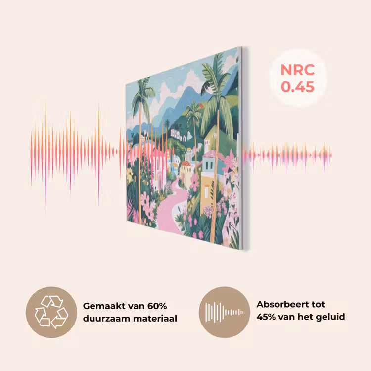 Kleurrijk - Huizen - Heuvels - Roze PET vilt klein -USP_NL