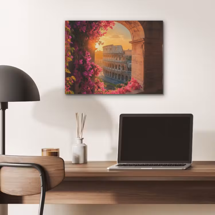 Colosseum - Rome - Roze Bloemen PET vilt klein -sfeer5