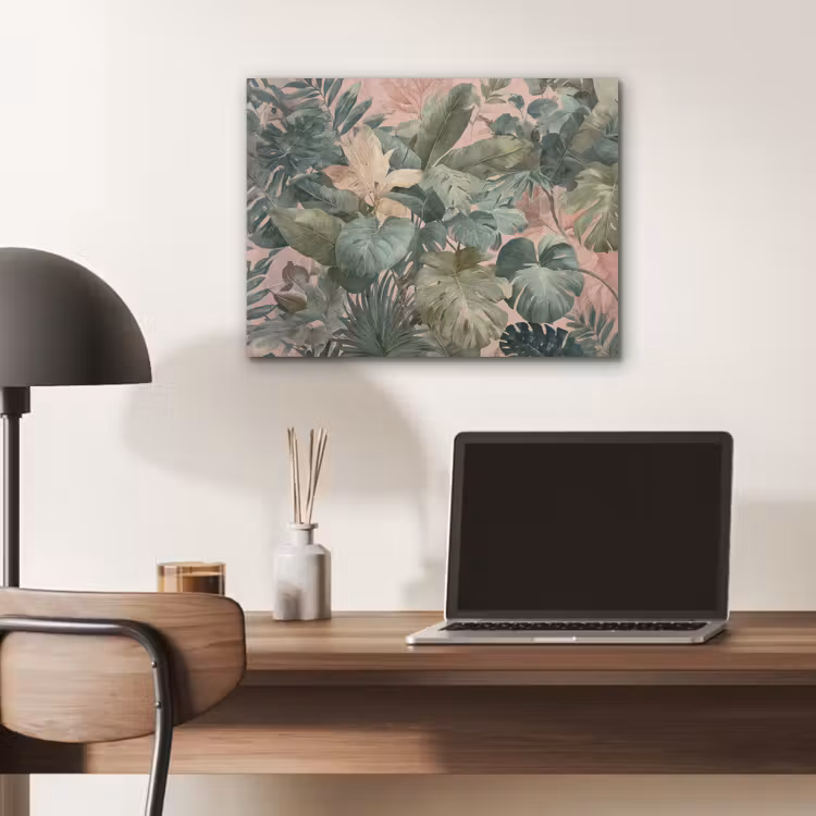 Compositie van bladeren - Groen - Roze PET vilt klein -sfeer5