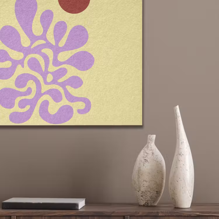 Koraal - Cirkel - Abstract - Geel PET vilt klein -sfeer6_closeup