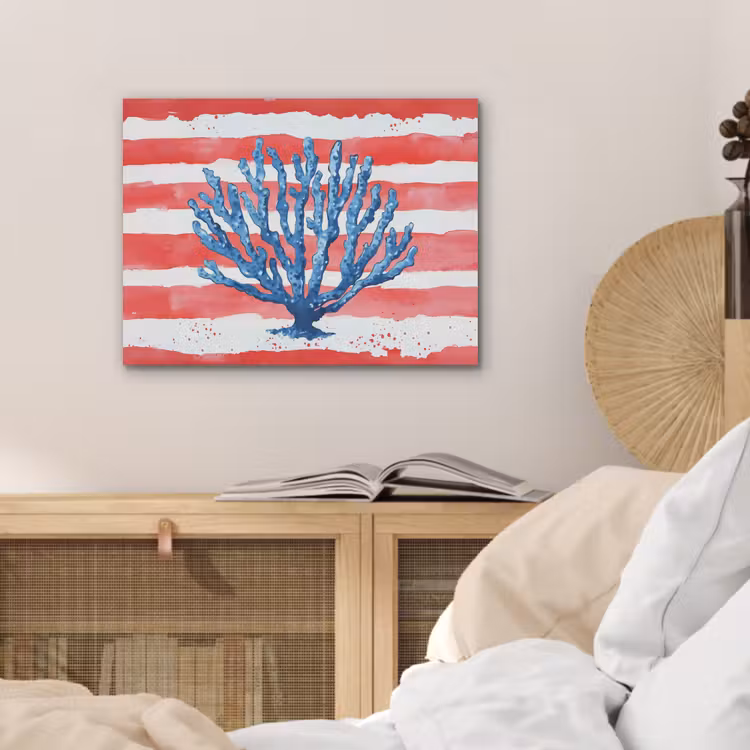 Koraal - Verfstructuur - Rood - Blauw PET vilt klein -sfeer3