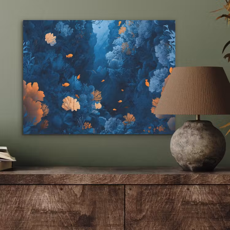 Koraalrif - Vissen - Oceaan - Blauw PET vilt klein -sfeer2