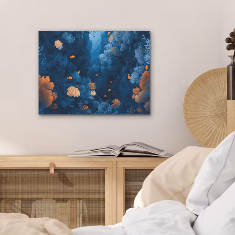 Koraalrif - Vissen - Oceaan - Blauw PET vilt klein -sfeer3