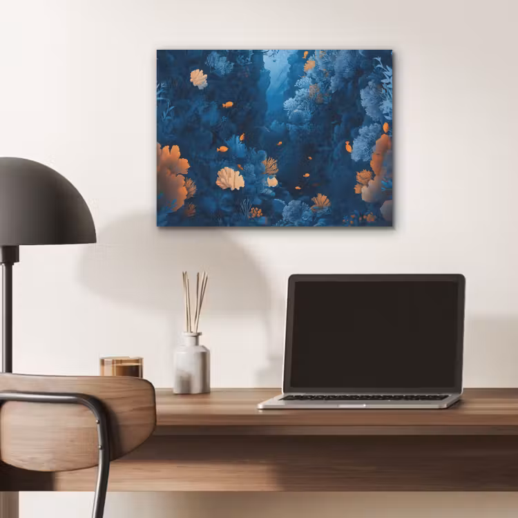 Koraalrif - Vissen - Oceaan - Blauw PET vilt klein -sfeer5