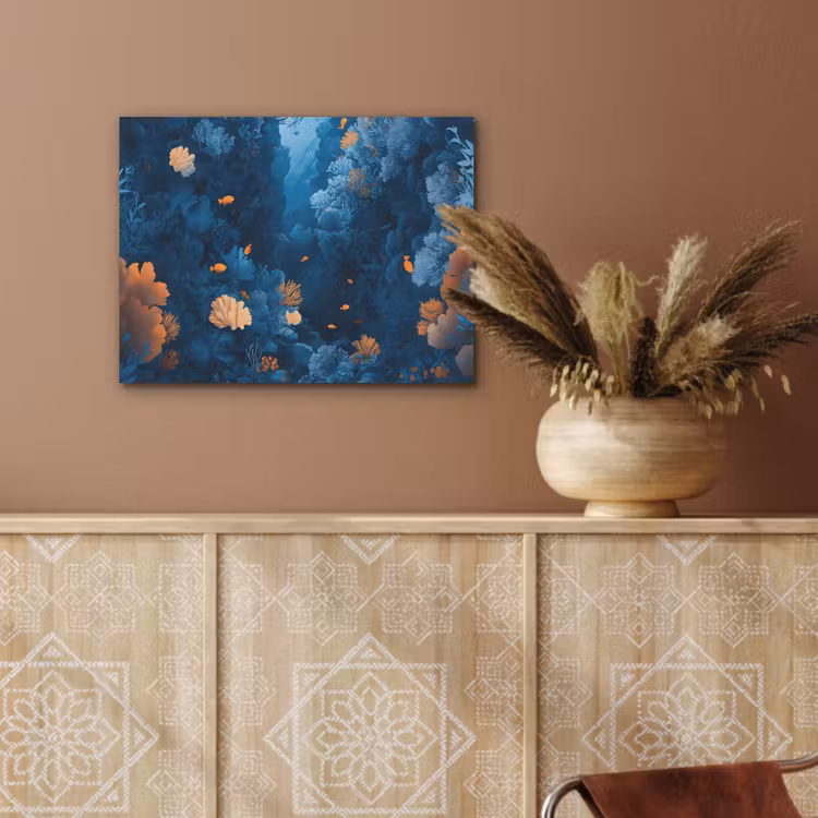 Koraalrif - Vissen - Oceaan - Blauw PET vilt klein -sfeer4
