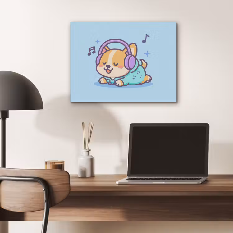 Corgi - Koptelefoon - Blauw - Muzieknoten PET vilt klein -sfeer5