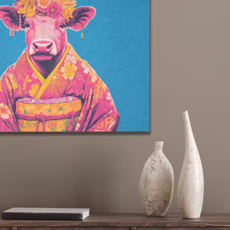 Koe - Bloemenkrans - Oorhangers - Kimono PET vilt klein -sfeer6_closeup