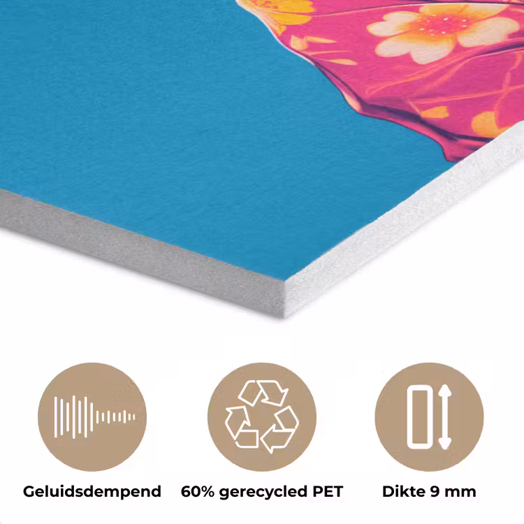 Koe - Bloemenkrans - Oorhangers - Kimono PET vilt klein -closeup_NL