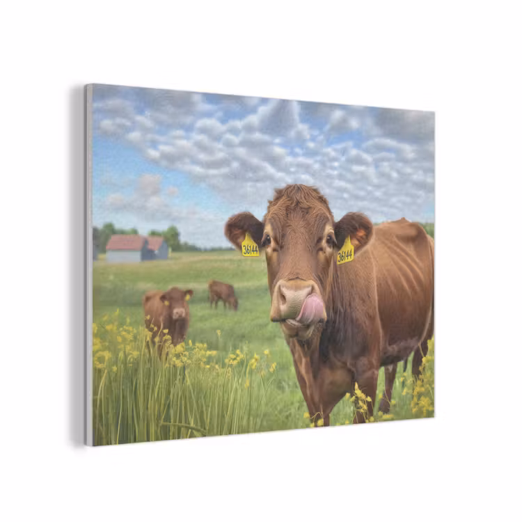Koe - Weide - Bloemen PET vilt klein -3d