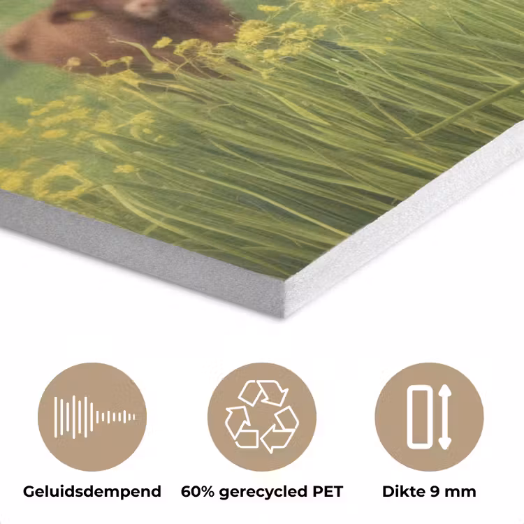 Koe - Weide - Bloemen PET vilt klein -closeup_NL