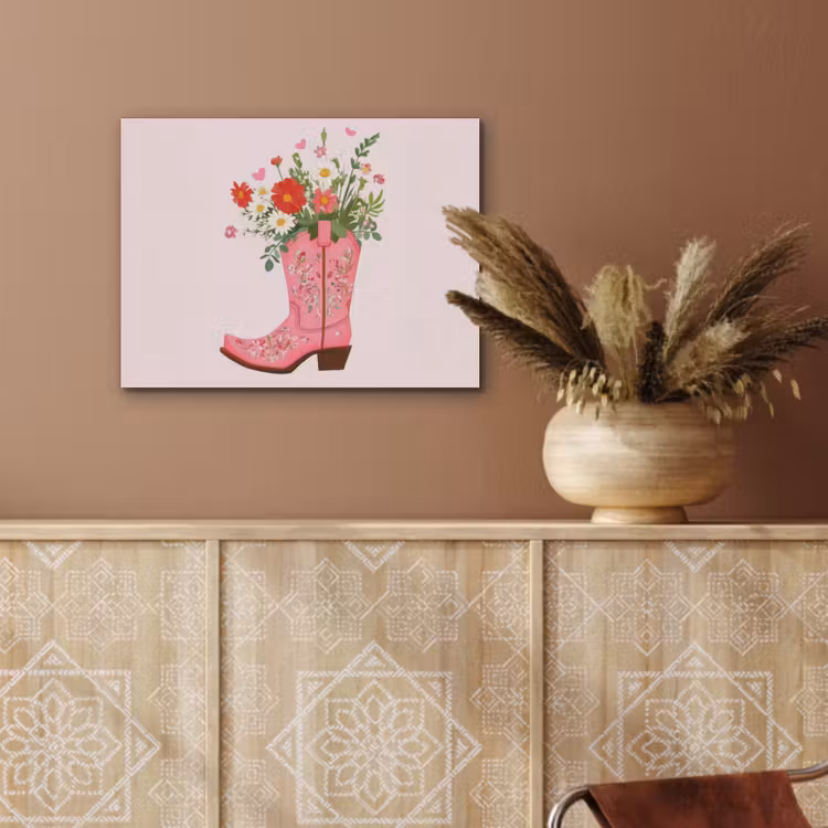 Cowboylaarzen - Roze - Boeket - Bloemen PET vilt klein -sfeer4