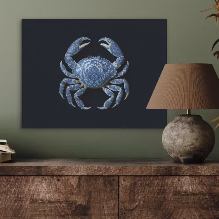 Krab - Delfts blauw - Dieren PET vilt klein -sfeer2